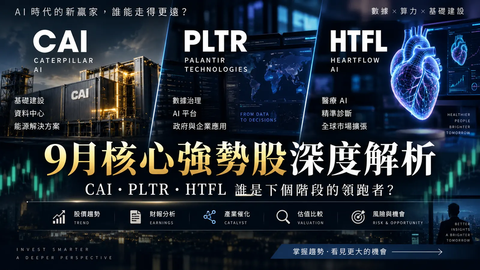 CAI、PLTR、HTFL：AI 資料資產、企業營運系統與醫療影像平台的三檔核心強勢股深度比較